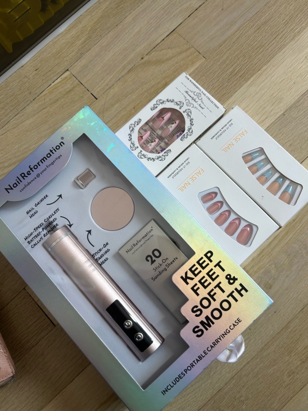 Reformation Press-On Nail Sets in Pink, Nude, Blue & Rose Gold Accents
